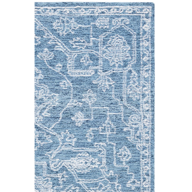 Frachia Tufted Wool Cotton Oriental Rug in Blue, Rectangle 8' x 10'