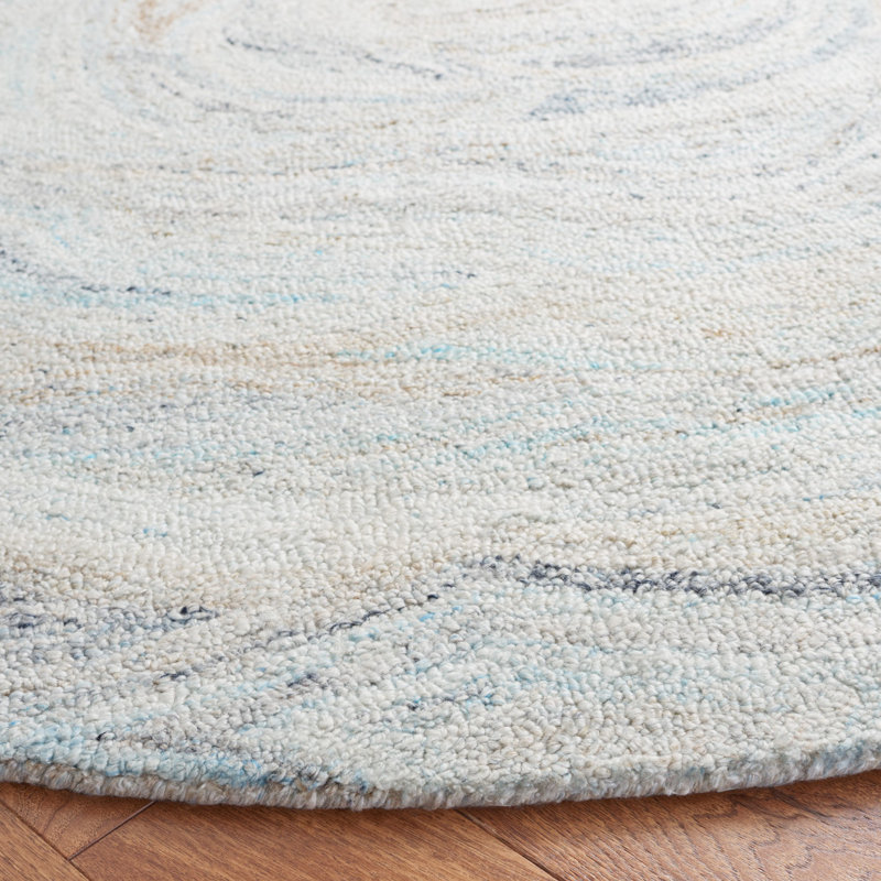 Abstract Hand Tufted Performance Abstract Rug, Round 6'