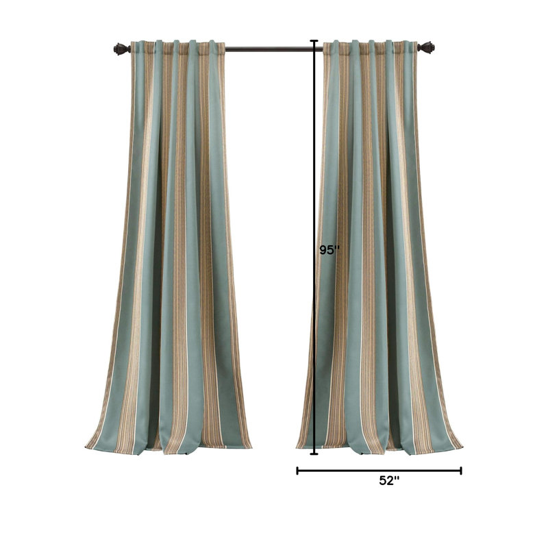Julia Stripe Light Filtering Window Curtain Panel Pair,(Blue/Pack Of 2)