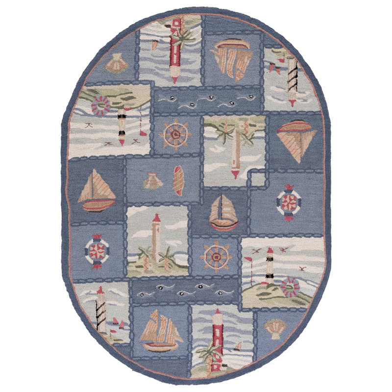 Tapis en laine crocheté à la main Jonsson, Ovale 4 pi 6 po x 6 pi 6 po