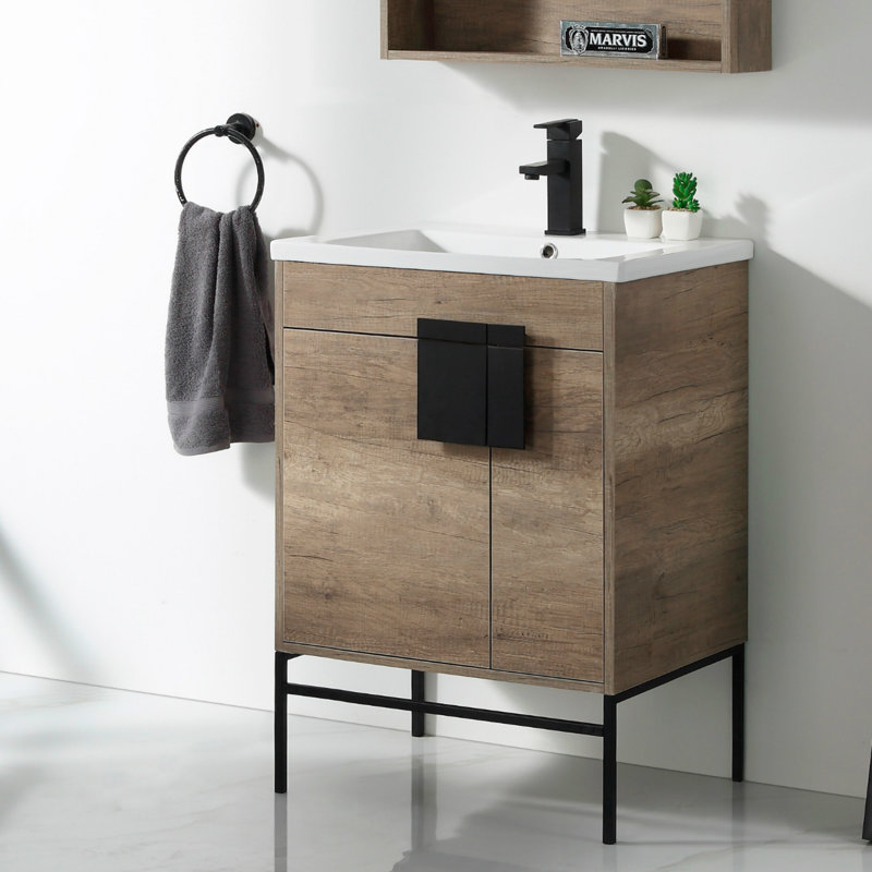Ensemble de meuble-lavabo simple 24 po Maisie, Noir mat, Gris ombré