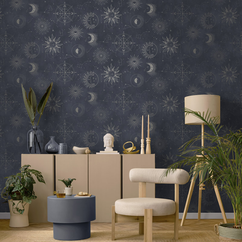 10.05m x 53cm Matte Wallpaper Roll, Navy Silver