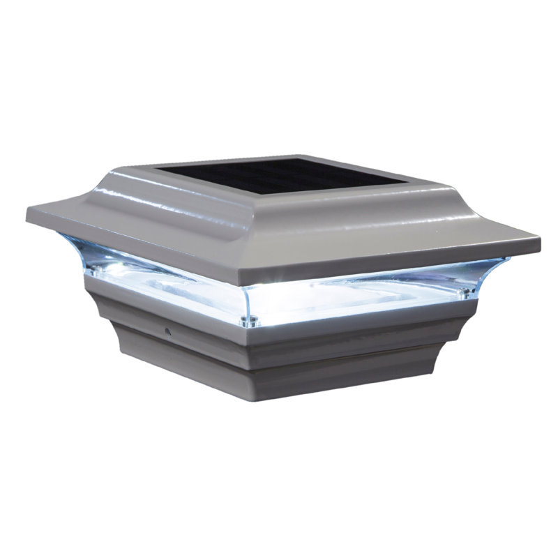 Imperial Solar Powered Integrated LED Aluminium 4 in. x 4 in. Fence Post Cap Light with Base Adapter Included, White