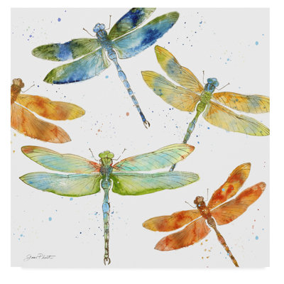 Wrapped Canvas Wall Art - Jean Plout 'Dragonfly Bliss 1' Wall Art for Living Room, Bedroom, or Office Décor - 24x24