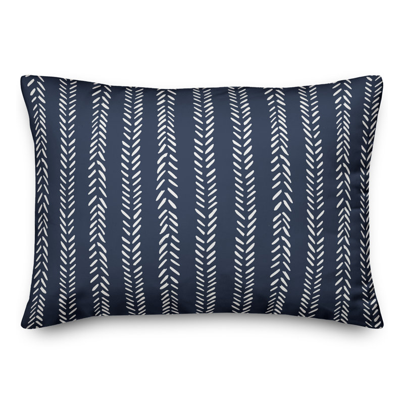 Striped Outdoor Reversible Throw Pillow, Blue