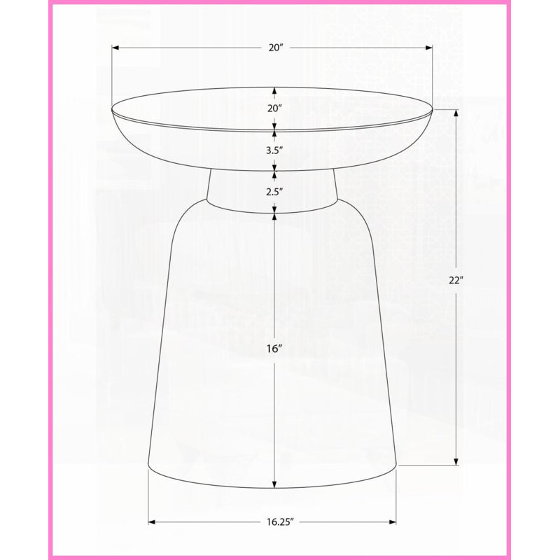 Table basse compacte en métal blanc avec base en forme de cloche, 22 po de hauteur, look moderne, sans assemblage pour la chambre à coucher du salon
