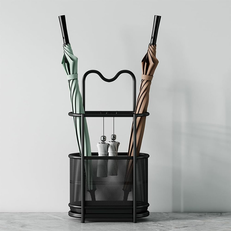 Metal Freestanding 4 - Hook Umbrella Stand, Black