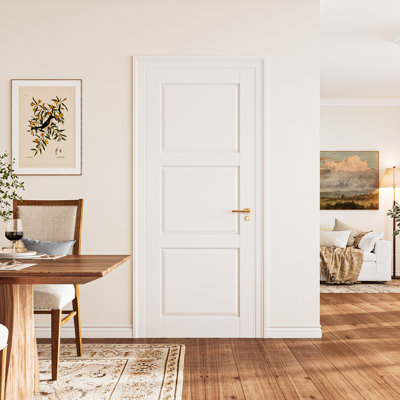 Porte de garde-manger intérieure à 3 panneaux avec noyau blanc uni et apprêté avec porte standard à panneau intérieur