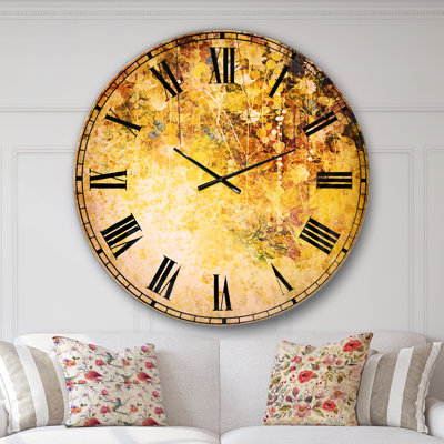 Fleurs blanches et feuilles de couleur douce - Horloge murale traditionnelle