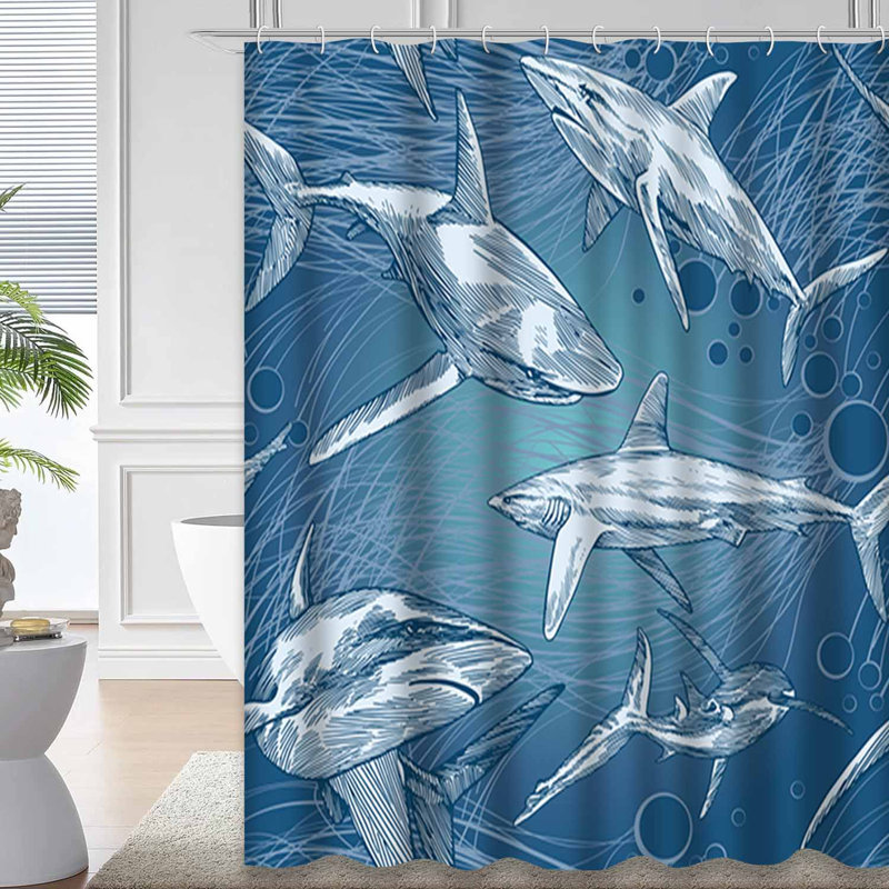 Rideau de douche imperméable Shark Reef, L 72 po x l 72 po