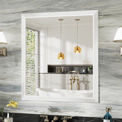 Miroirs de salle de bain modernes et contemporains en métal biseauté rectangulaire / carré avec verre trempé HD