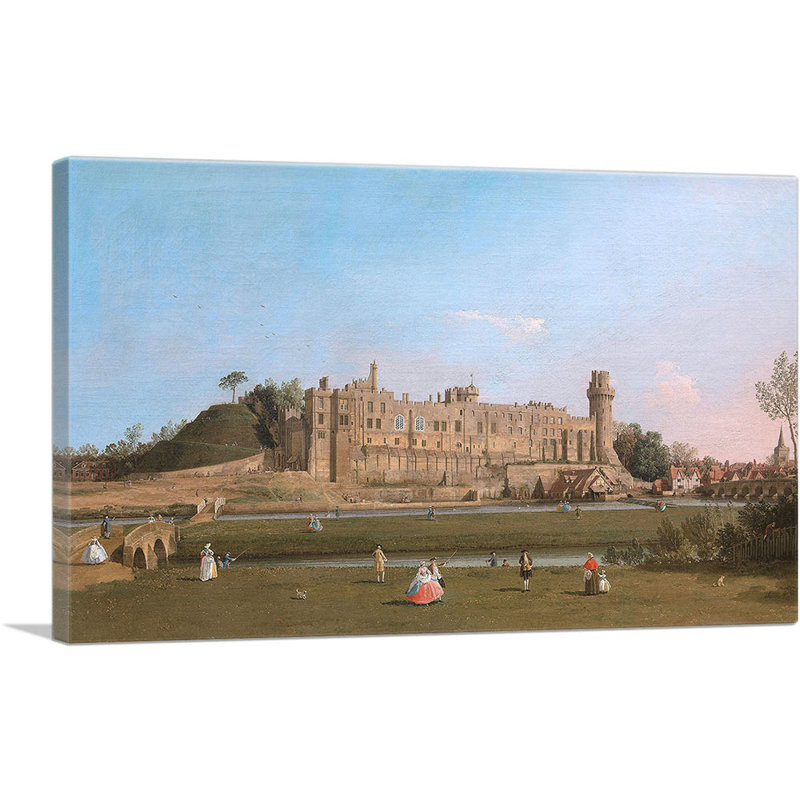 «Warwick Castle» par Canaletto, reproduction d'art sur toile tendue, H 26 po x l 40 po x P 1,5 po