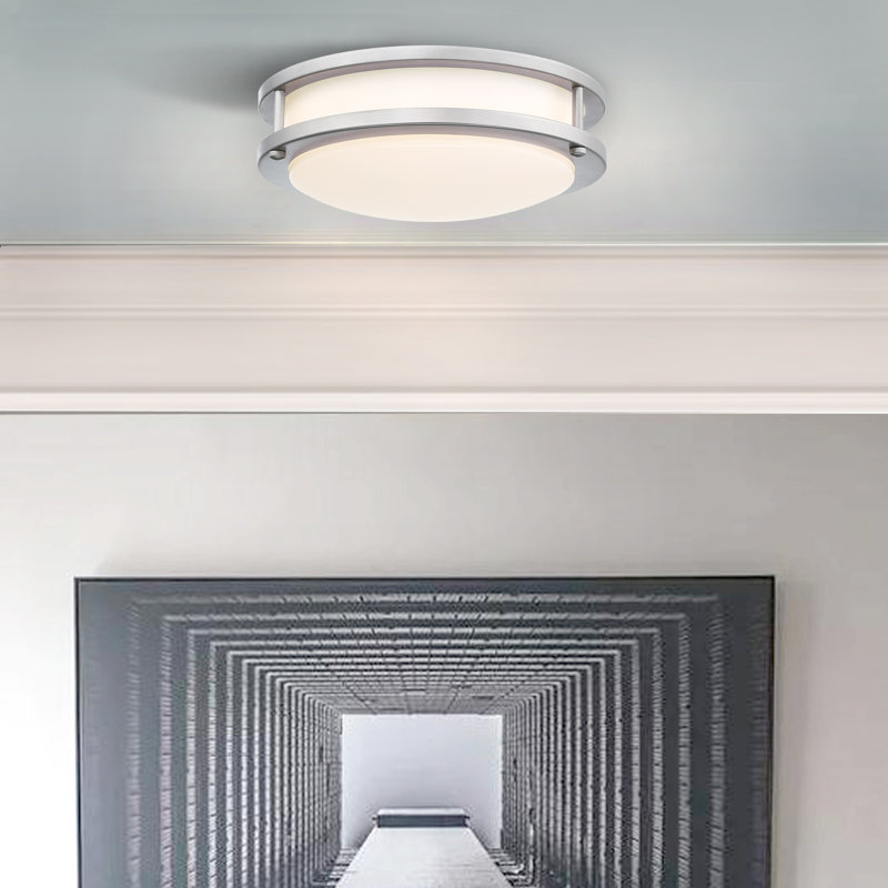 Hanz Selectable LED 2700K, 3000K,3500K, 4000K, 5000K Flush Mount Ceiling Light, 3.46" H x 10" W x 10" D, Brushed Nickel