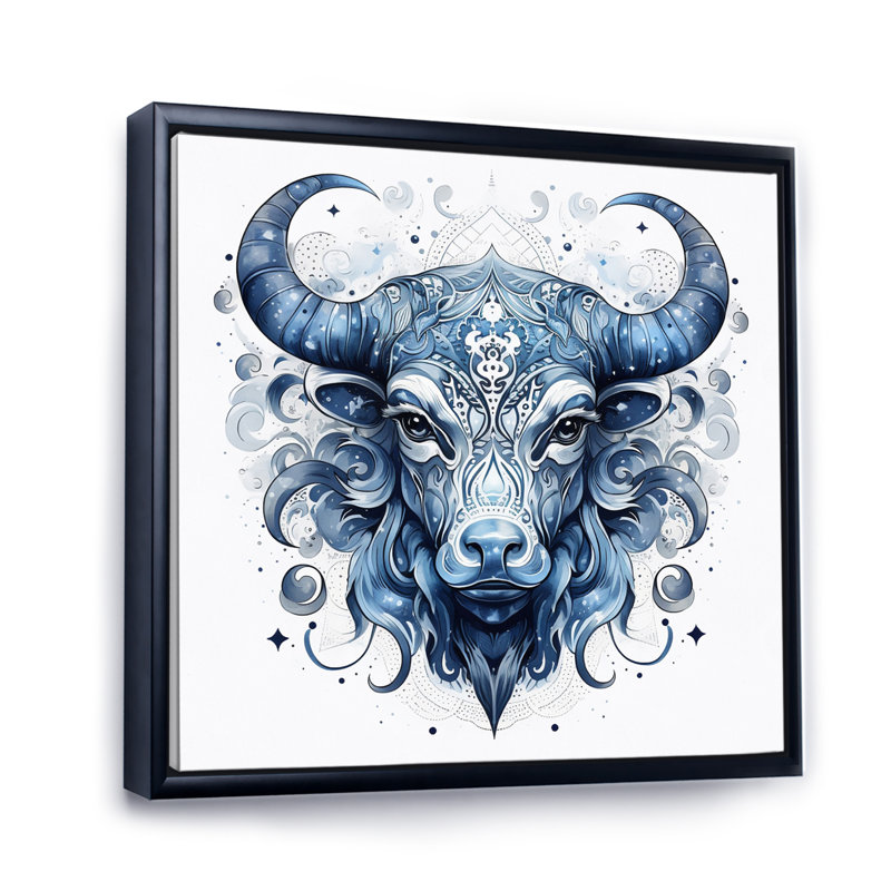 Art mural sur toile Taureau, signe du zodiaque IV - Astrologie, 24" H x 24" W, Cadre flottant noir