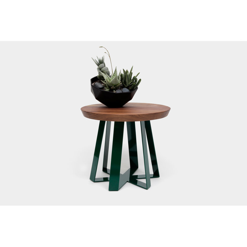 ARS Solid Wood Top End Table, Walnut, Green