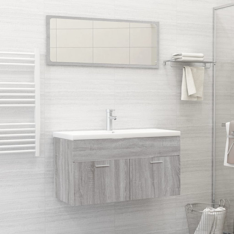 Laneise Wall Mounted Bathroom Storage Furniture Set, Grey Sonoma