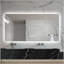 Miroir de salle de bain 28 po x 60 po à DEL, résistant à la corrosion, trois couleurs à intensité variable, miroir rétroéclairé avec fonction de désembuage à une touche-766592484