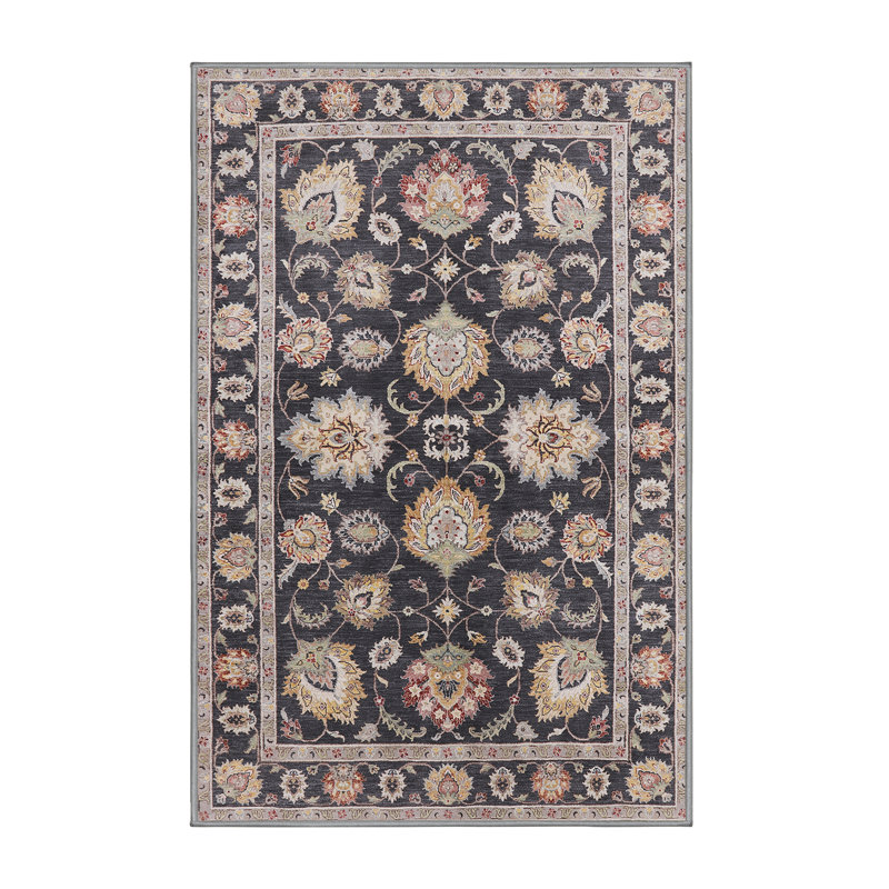 Tapis oriental noir / brun / ivoire Aved, Rectangle 7 pi x 9 pi