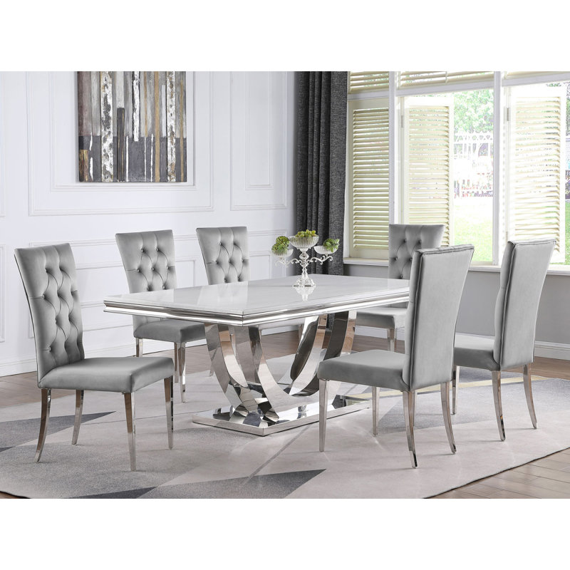 Ensemble de 2 chaises d'appoint à dossier capitonné Allessandra Grey