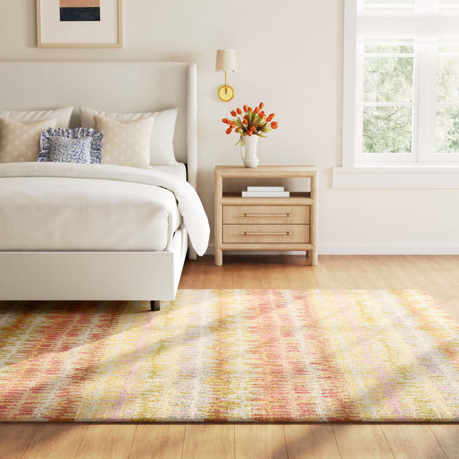 Paint Chip Pastel Hand-Hooked Abstract Wool Rug, Rectangle 6' x 9'