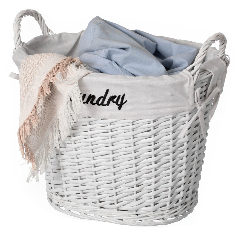 August Grove® Handwoven Laundry Basket With Liner & Handles - Boho Decorative Storage Hamper For Clothes Blankets Pillows And Towels - Ideal For Laundry Room Bathroom Bedroom And Living Room,