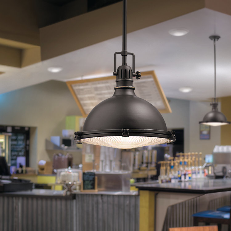Luminaire suspendu en forme de dôme à 1 lumière Middleville, Bronze vieilli