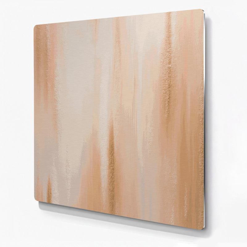 Art mural abstrait en métal beige 39, H 12 po x l 12 po
