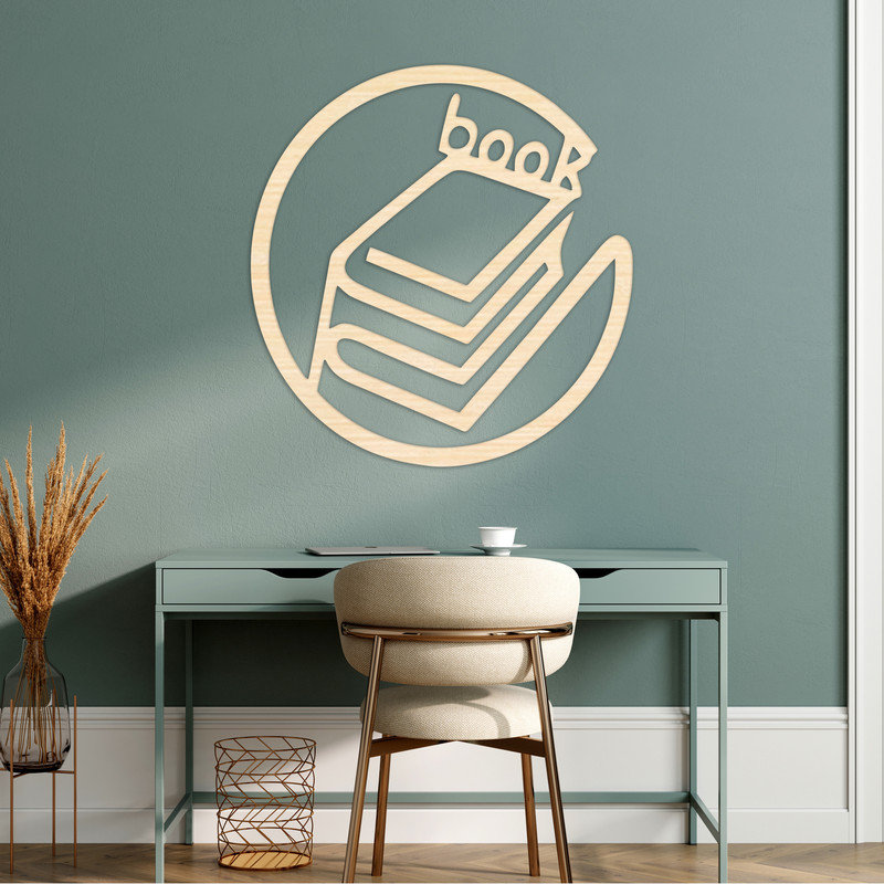 Cercle de décoration murale avec livre - ACM, H 31,9 po x l 32 po x P 0,25 po, Blanc