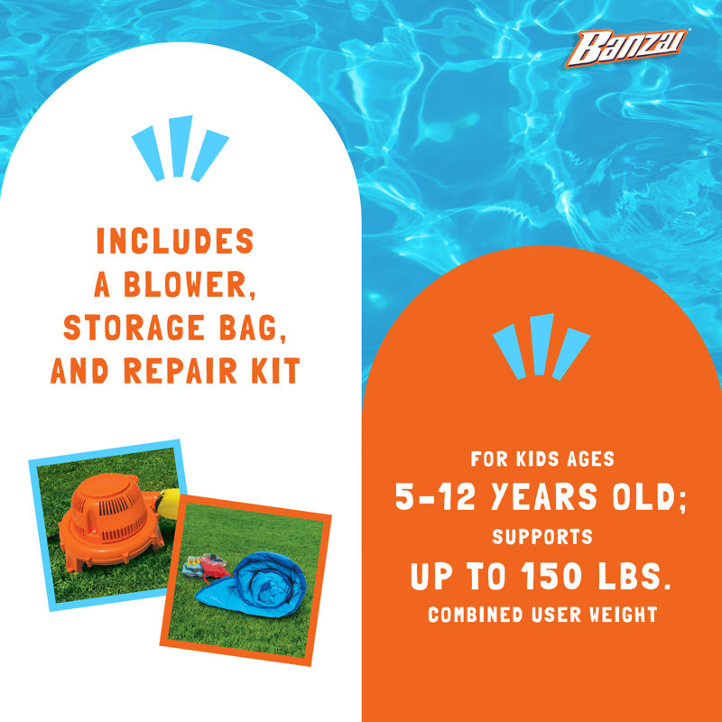 Banzai Rapid Falls Blue and Orange Inflatable Water Park with Dual Slides
