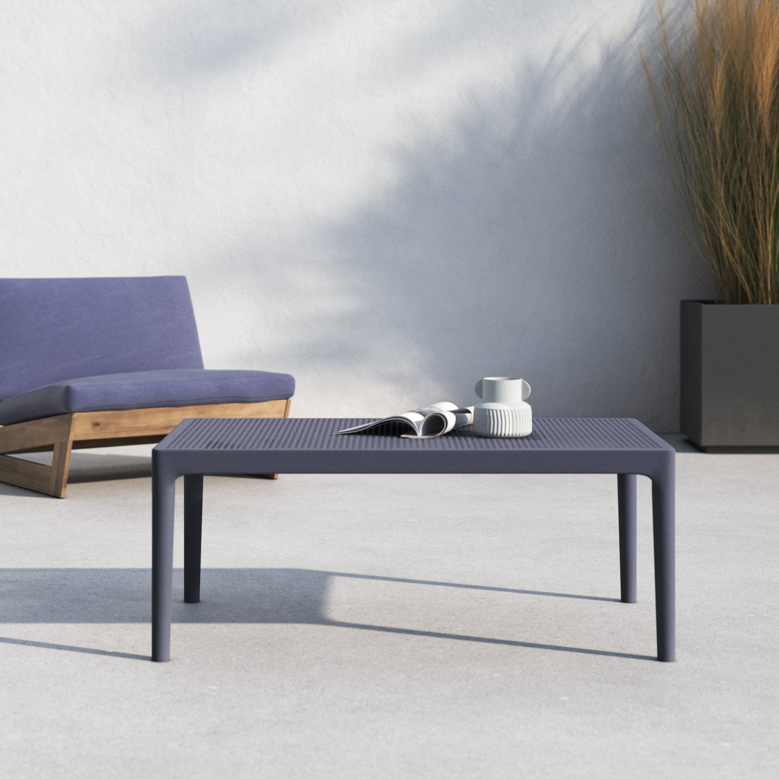Farrah 23.6 " Patio Table, Dark Gray, 23.6"W x 15.7"H x 39.4"L