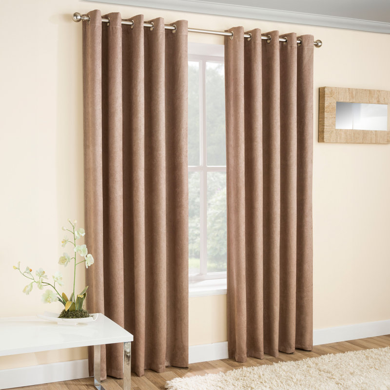Biller Eyelet Thermal Light Reducing Curtain, 117cm Width x 137cm Drop, Latte