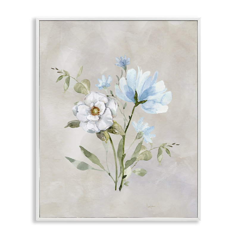 Herbes, art giclée encadrée par Livi Finn, H 20 po x l 16 po, Estampe numérique encadrée blanc bord de mer