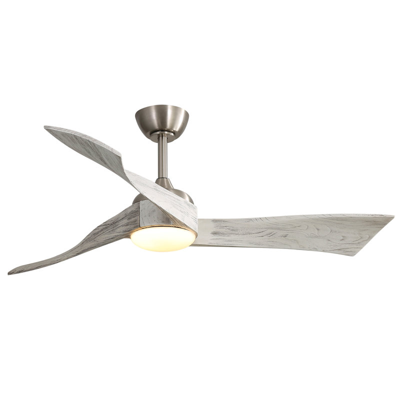 Ventilateur de plafond 52 pouces avec moteur à courant continu écoénergétique à 6 vitesses, Nickel brossé, Nickel brossé