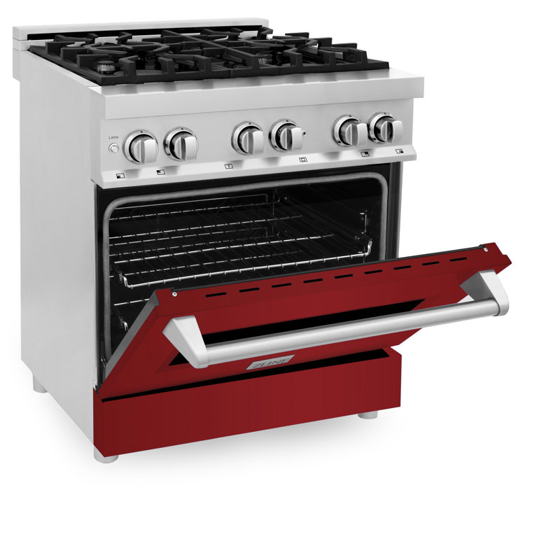 ZLINE 30" Legacy Dual Fuel Range, Red Gloss Stainless Steel