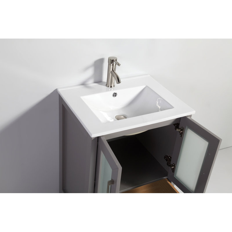 Ensemble de meuble-lavabo simple 36 "avec miroir , Gris