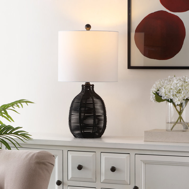 Robbin, 23 po, noir, lampe de table en rotin, Noir