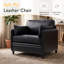 Fauteuil rembourré en similicuir de 34,5 po de largeur, fauteuil simple rembourré moderne-1391817622