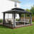 10 Ft. x 12 Ft. Outdoor Aluminum Hardtop Gazebo, Double Roof Patio Gazebo with Curtains and Netting, Ventilated Metal Roof Outdoor Shelter for Backyard, Garden, Deck and Patio, Gray-113380074-113380073