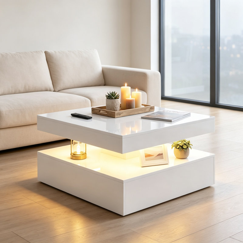 Coffee Table, White, White, White