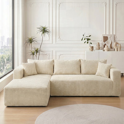 Sectional Couches for Living Room, Cloud Couch Sofa with L-Shape Upholstered Boneless Design, Modern Modular Sectional with Chaise
