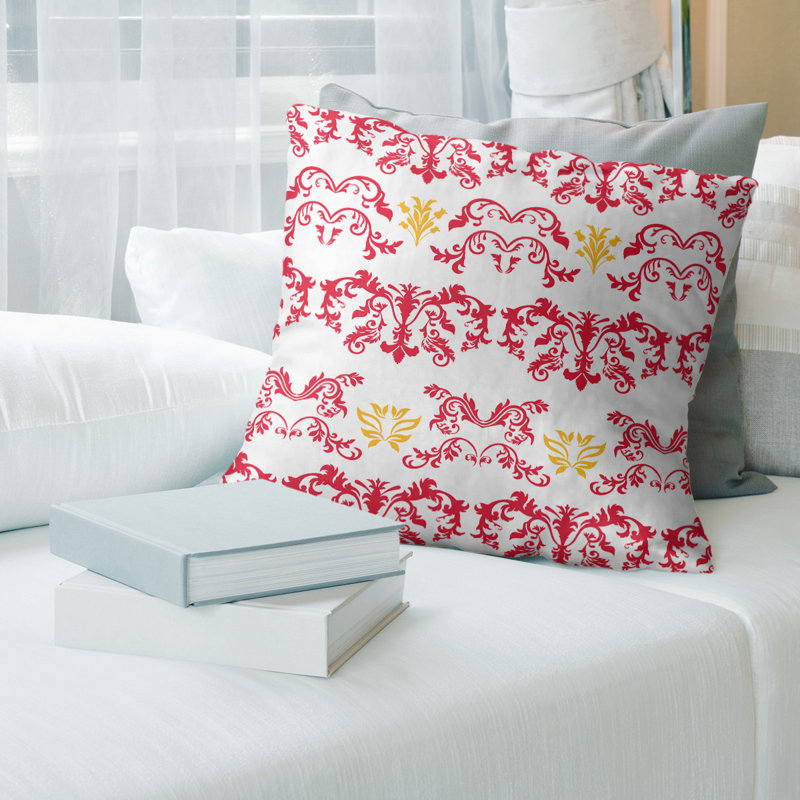 Housse de coussin Kansas City Football Baroque, 16 po x 1 po, Blanc / rouge / jaune, Polyester sergé