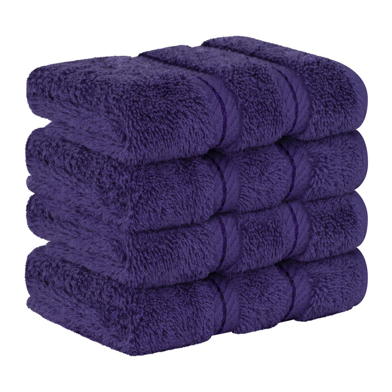 Darcelle 100% Cotton 4-Piece Turkish Washcloth Set, Violet Purple
