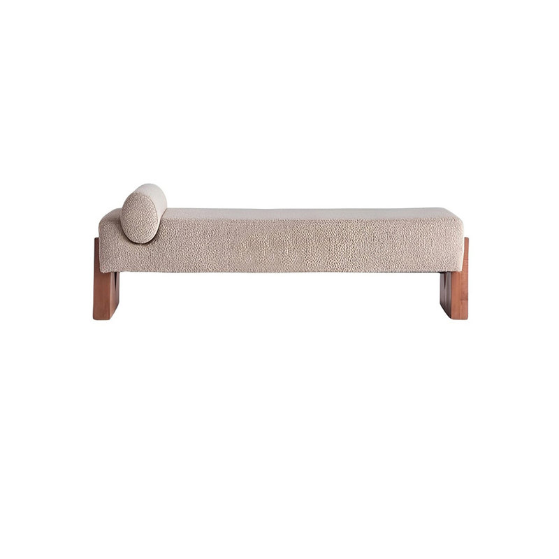 Banc rembourré en mélange de polyester Nilan, H 17,71 po x l 55,11 po x P 19,68 po, Café