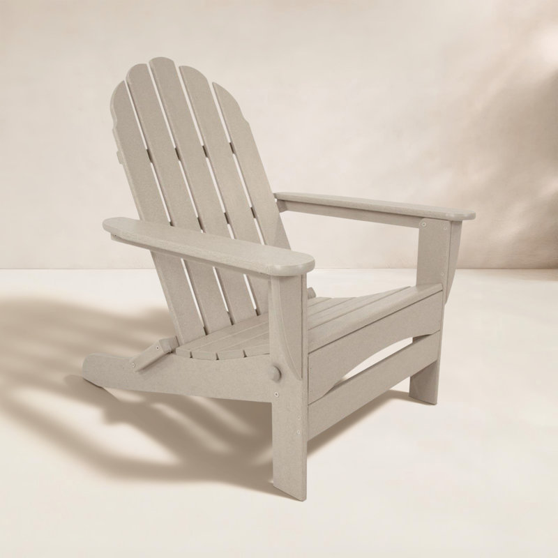 POLYWOOD Classic Adirondack Oversized Folding Adirondack Chair, Sand
