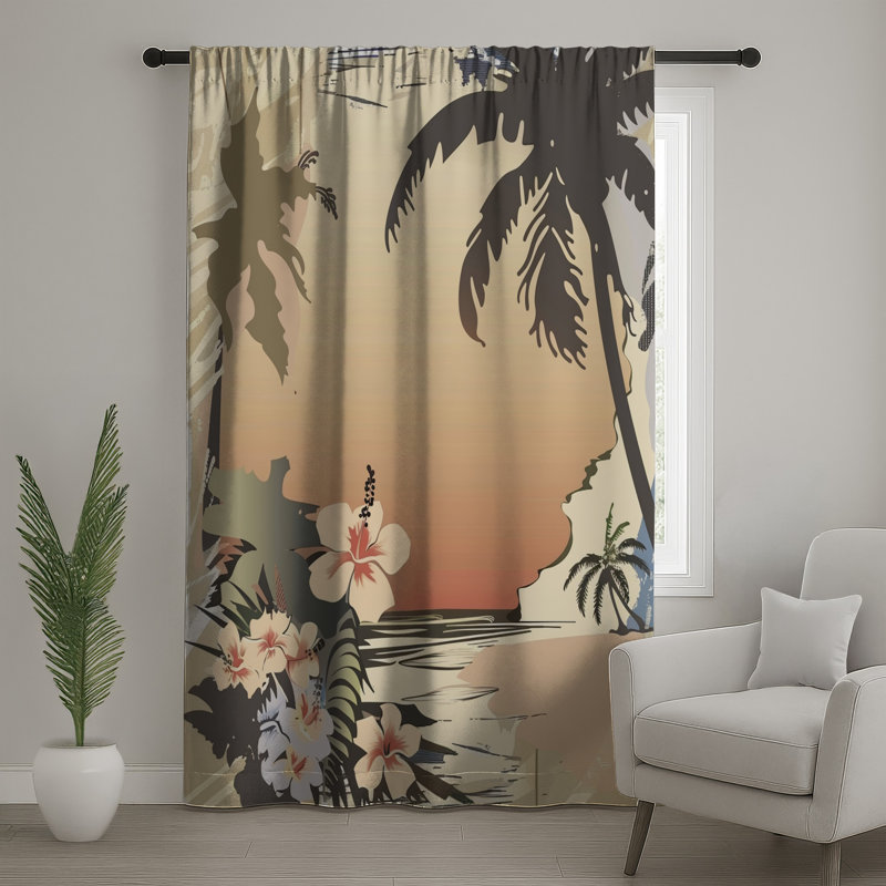 Rideaux de fenêtre tropicaux, voilages et rideaux occultant - 1 panneau, 50 po x 80 po - 1 panneau, Blocage
