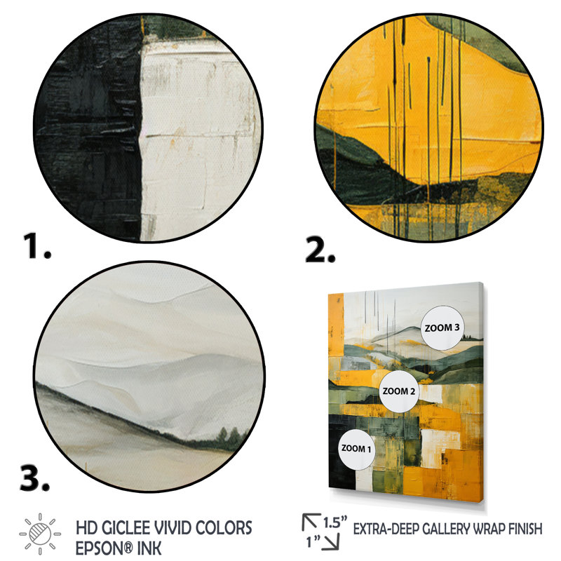 Yellow And Green Pastoral Bold Landscape IX - Abstract Canvas Wall Art, H 32 po x l 24 po x P 1 po, Toile tendue