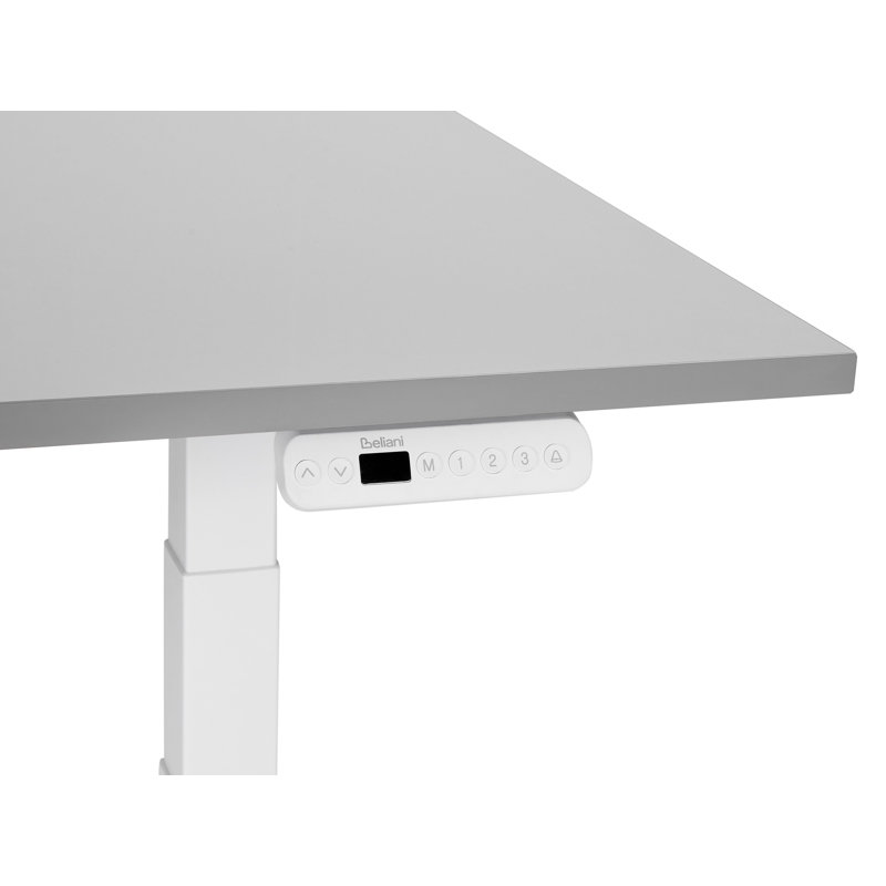 Luff Adjustable Metal Base Standing Desk, White, Grey, 128cm H x 180cm W x 80cm D