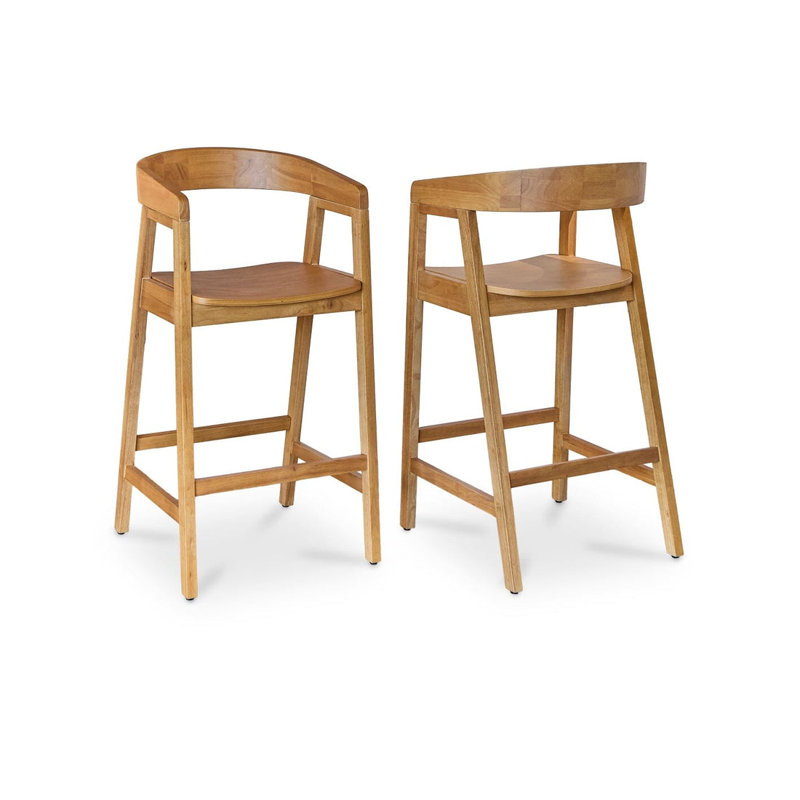 Counter Stool with Solid Wood Frame, Tan