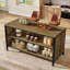 Îlot de cuisine de 63 po avec rangement et sièges, grande table fixe pour îlot de cuisine avec tablettes ouvertes pour la cuisine et la salle à manger