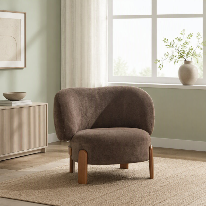 Fauteuil à oreilles sans accoudoirs, Marron foncé